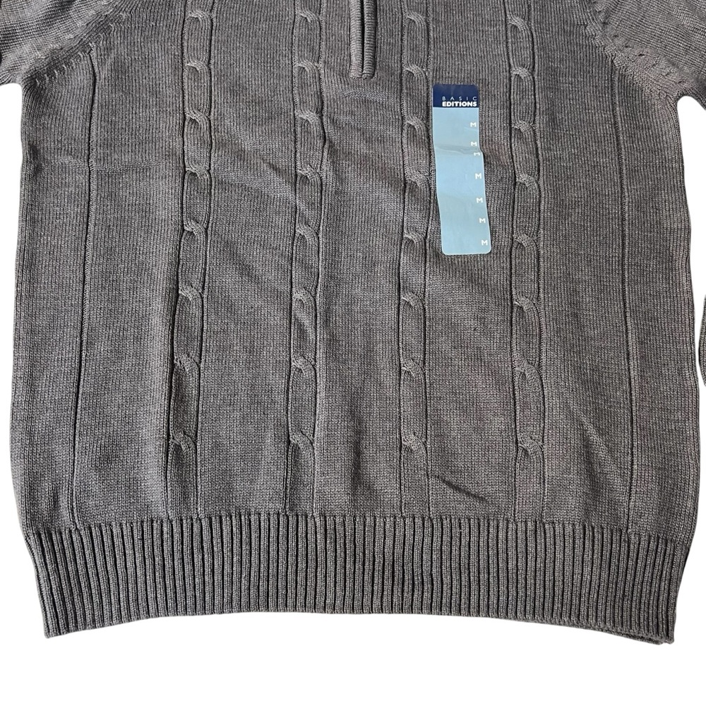 Basic Editions NWT - Men’s 1/4 zip Cable Sherpa Sweater Sz MD - Picture 2 of 4